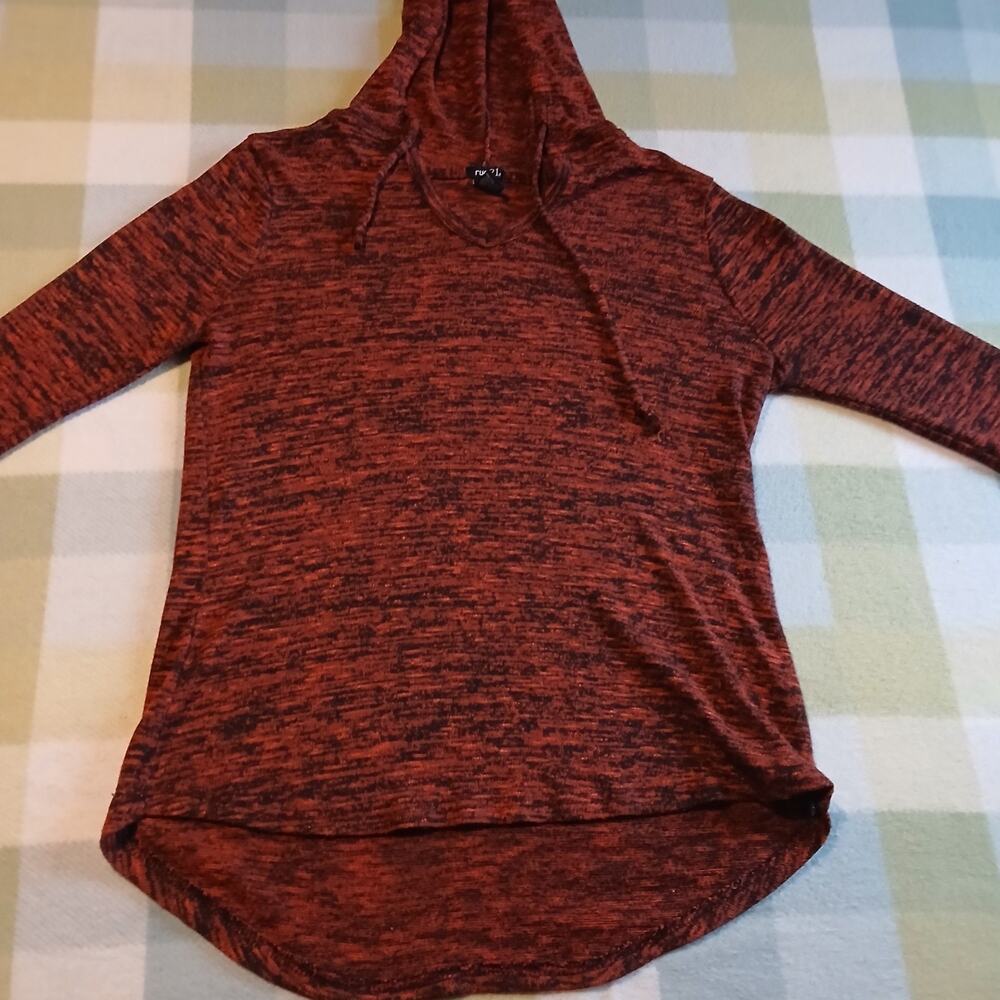 Rue21 Orange Heathered Hooded Lightweight Sweater Size Large